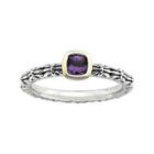 Personally Stackable Genuine Amethyst Oxidized Two-tone Stackable Ring
