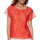 Alfred Dunner Feels Like Spring Short-sleeve Burnout Top And Necklace
