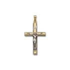 14k Two-tone Gold Polished Crucifix Charm Pendant