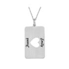 Personalized Sterling Silver Rectangular Heart Cutout Pendant Necklace
