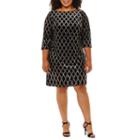 Jessica Howard 3/4 Sleeve Diamond Shift Dress - Plus