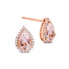 Pear Pink Morganite 10k Gold Stud Earrings