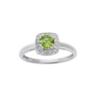 Genuine Peridot And White Topaz Sterling Silver Ring