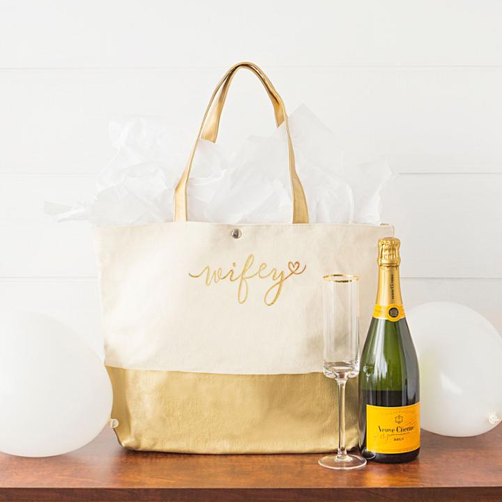 Cathy's Concepts Wifey Metallic Color Dipped Tote Bag
