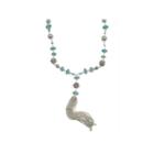 Decreegreen Bead Silver-tone Tassel Necklace