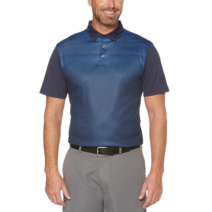 Pga Tour Easy Care Short Sleeve Pattern Polo Shirt