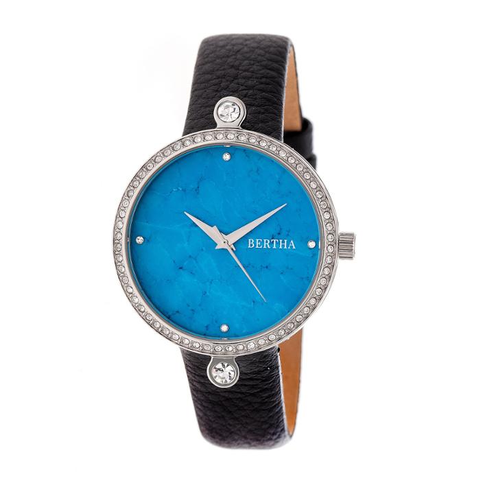 Bertha Frances Womens Black Strap Watch-bthbr6402
