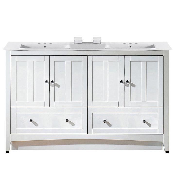 59-in. W Floor Mount White Vanity Set For 3h4-in. Drilling