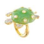 Kjl By Kenneth Jay Lane Green Enamel & Crystal Turtle Ring