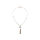 Monet White Stone Gold-tone Tassel Necklace