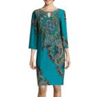 Rn Studio By Ronni Nicole 3/4-sleeve Paisley Bar-neck Shift Dress