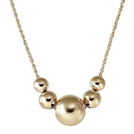 14k Yellow Gold Graduated Bead Frontal Necklace