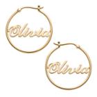 Personalized 14k Gold Over Silver 25mm Hoop Earrings