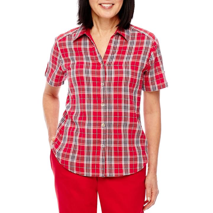 Alfred Dunner 0417 Lady Liberty Short Sleeve Button-front Shirt