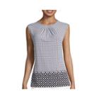 Liz Claiborne Sleeveless Pleated Neck Print Knit Top - Tall