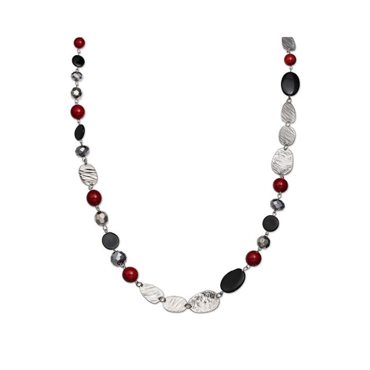 Mixit Red And Black Bead Silver-tone Necklace