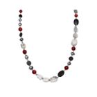 Mixit Red And Black Bead Silver-tone Necklace