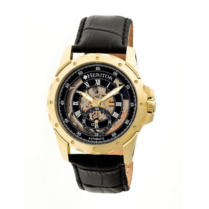 Heritor Armstrong Mens Black Strap Watch-herhr3404