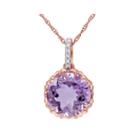 Genuine Amethyst And Diamond-accent 10k Rose Gold Pendant Necklace