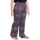 Ny Collection Elastic Waist Printed Pant - Plus