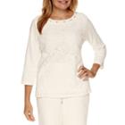 Alfred Dunner Twilight Point 3/4 Sleeve Crew Lace Top
