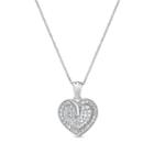 Diamonart Womens 3/4 Ct. T.w. Lab Created White Cubic Zirconia Sterling Silver Heart Pendant Necklace