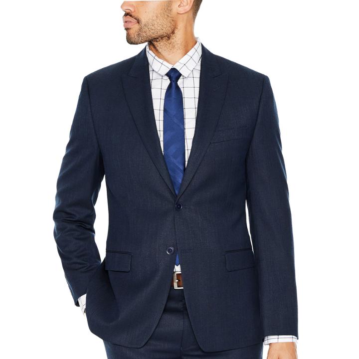 Collection By Michael Strahan Navy Birdseye Classic Fit Suit Jacket