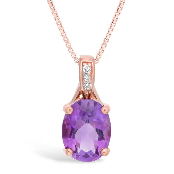 Womens Diamond Accent Purple Amethyst Gold Over Silver Pendant Necklace