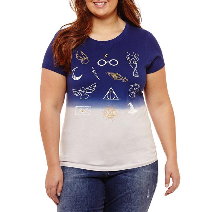 Short Sleeve Scoop Neck Harry Potter Graphic T-shirt-juniors Plus