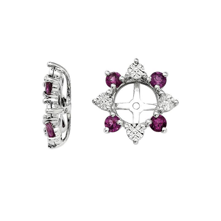 Diamond Accent & Genuine Rhodolite Garnet Sterling Silver Earrings Jackets