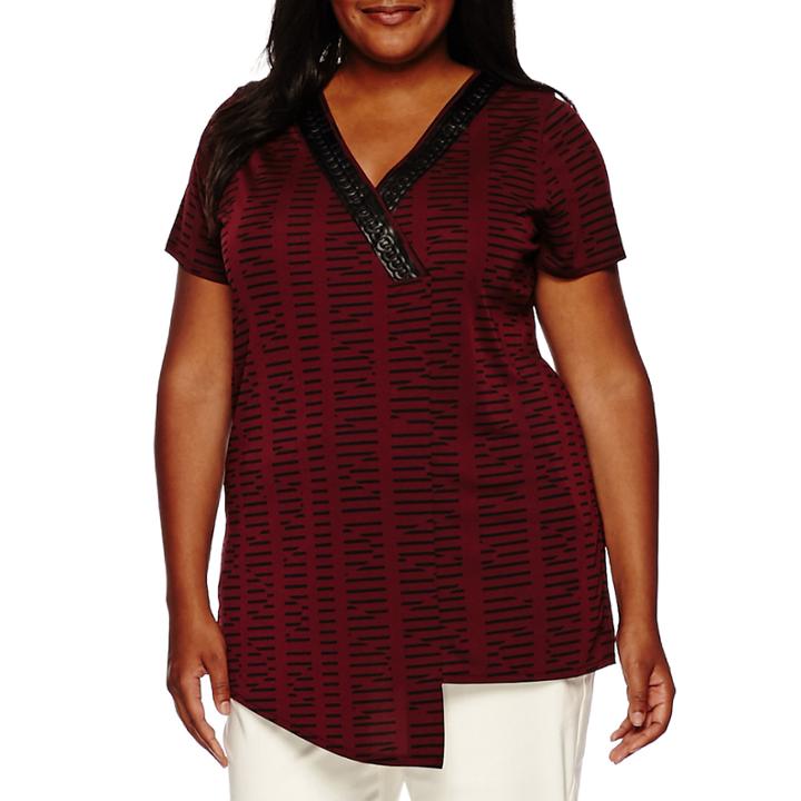 Worthington Short-sleeve Embossed Neck Tunic - Plus