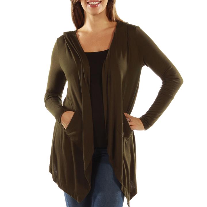24/7 Comfort Apparel Women's 2-pocket Hooded Shrug