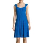 London Style Collection Sleeveless Jersey Eyelet Fit-and-flare Dress