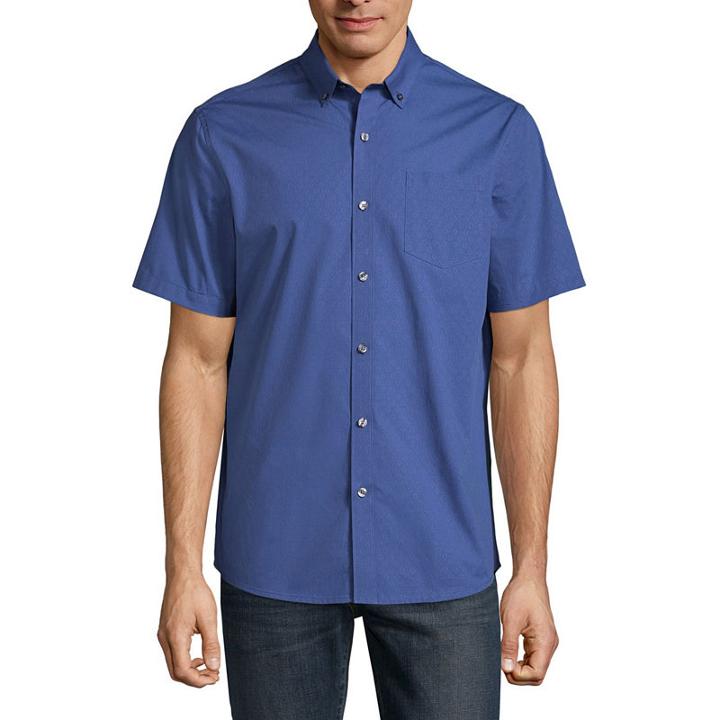 Claiborne Short Sleeve Tonal Button-front Shirt