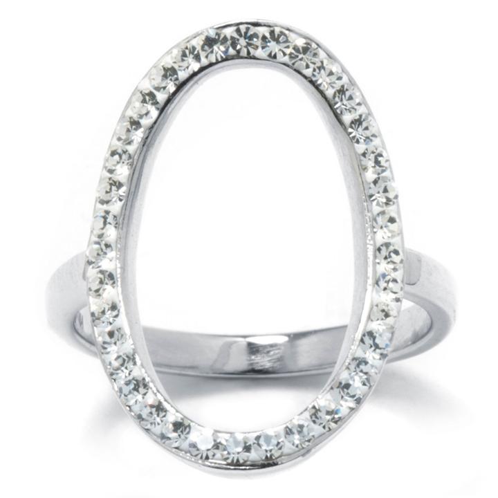 Sterling Silver Crystal Open Circle Ring