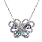 Womens Purple Amethyst Sterling Silver Pear Pendant Necklace