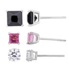 Diamonart 3 Pair 5 Ct. T.w. White Cubic Zirconia Sterling Silver Earring Sets