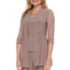 R & M Richards Sheer 3/4-sleeve Jacket And Pants Suit - Petite