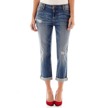Stylus Roll-cuff Distressed Boyfriend Jeans