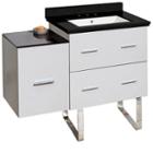 37.75-in. W Floor Mount White Vanity Set For 3h8-in. Drilling Black Galaxy Top White Um Sink