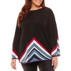 By Artisan Long Sleeve Crew Neck Stripe Pullover Sweater-plus