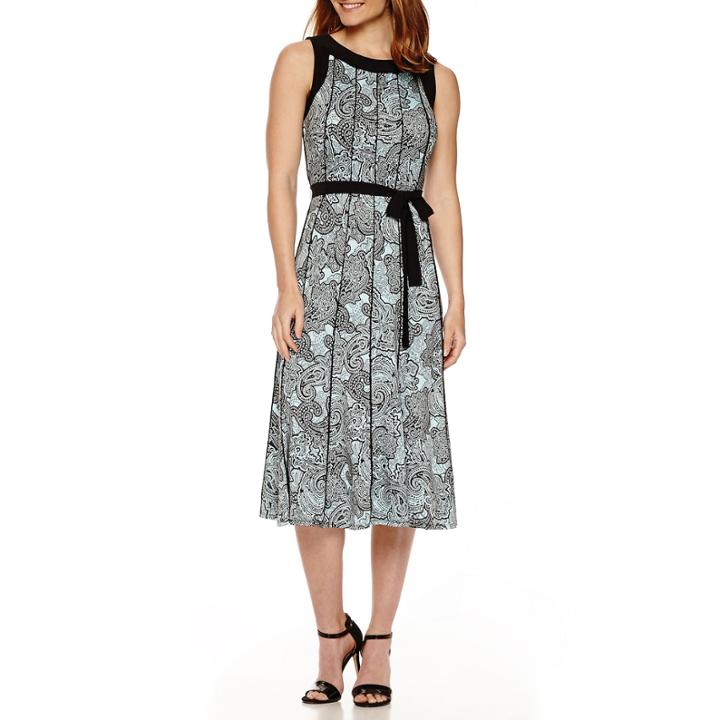 Perceptions Sleeveless Paisley-print A-line Dress