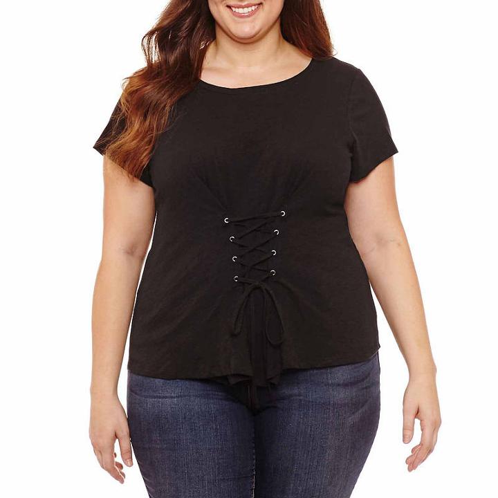 Project Runway Lace Up Front T-shirt-womens Plus