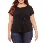 Project Runway Lace Up Front T-shirt-womens Plus