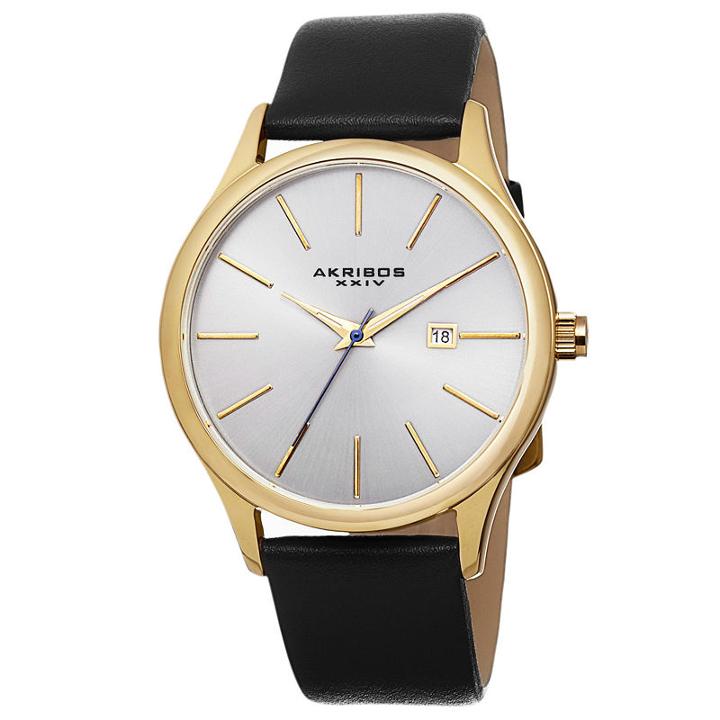 Akribos Xxiv Mens Black Strap Watch-a-618yg