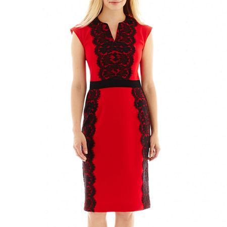 Danny & Nicole Sleeveless Lace-panel Dress