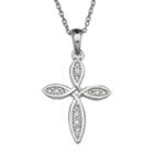 Sparkle Allure&trade; Cubic Zirconia Silver-plated Ribbon Cross Pendant Necklace