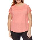 Liz Claiborne Short Sleeve Crew Neck T-shirt-plus