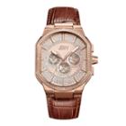 Jbw Orion 18k Rose-gold Plated 0.12 C.t.w Mens Brown Strap Watch-j6342c