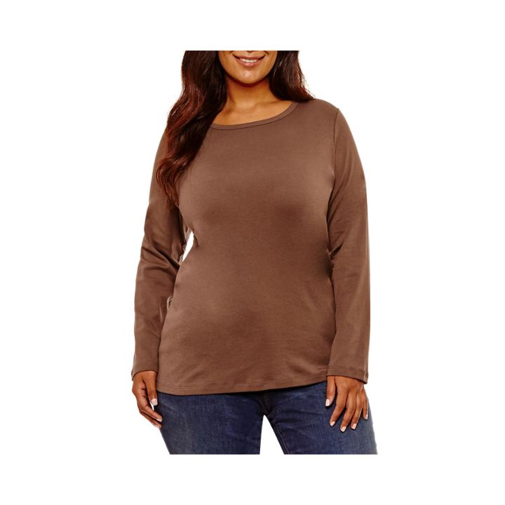 St. John's Bay Long-sleeve Crewneck Tee -plus